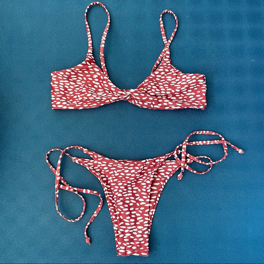 Bikini swim set. Beautiful burgundy with white color. In a great condition.